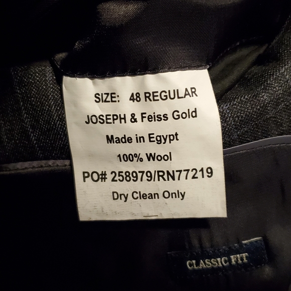 Joseph & Feiss Gold 2 Button Blazer 48 Regular Gray Plaid Classic Fit Wool - Picture 9 of 9